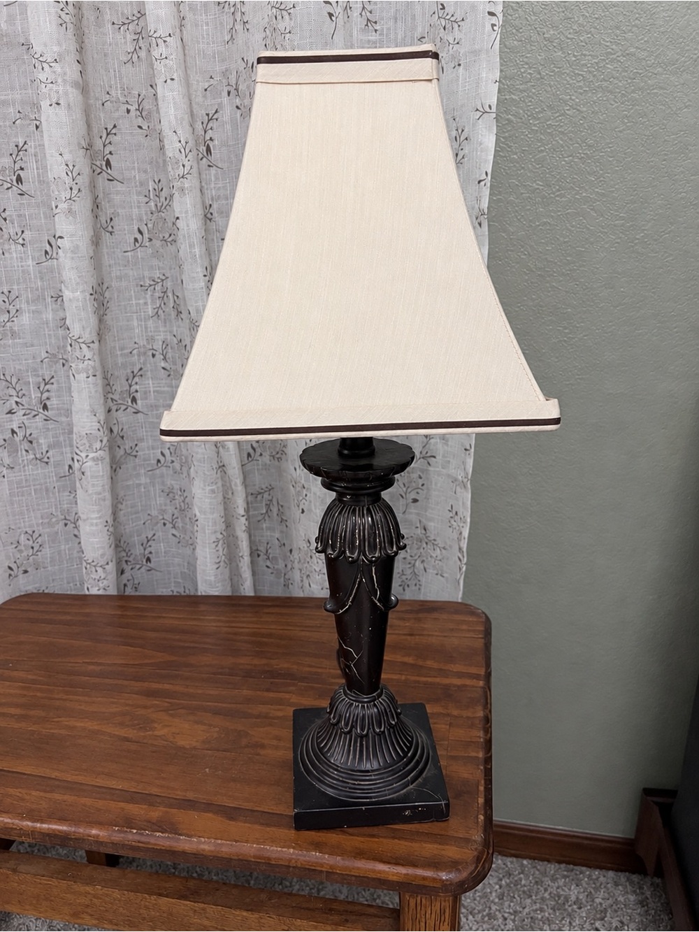 Traditional Cream Shade Table Lamp with Dark Espresso Base